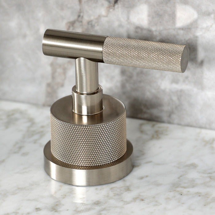 Kingston Sona KS8928KNL - Convergent Two-Handle 3-Hole Deck Mount Widespread Bathroom Faucet with Knurled Handle and Brass Pop-Up, Brushed Nickel