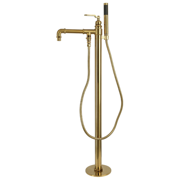 Kingston Whitaker KS9037KL Single-Handle 1-Hole Freestanding Tub Faucet with Hand Shower, Brushed Brass