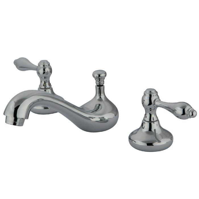 Kingston Heirloom KS941ALTwo-Handle 3-Hole Deck Mount Widespread Bathroom Faucet with ABS Pop-Up Drain, Polished Chrome