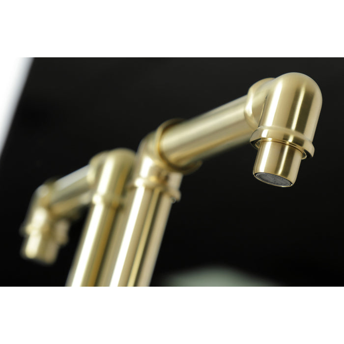 Kingston Sona KSD144RXBB - Belknap One-Handle 1-Hole Bathroom Faucet with Deck Plate and Push Pop-Up Drain, Brushed Brass