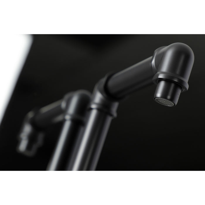 Kingston Sona KSD144RXMB - Belknap One-Handle 1-Hole Bathroom Faucet with Deck Plate and Push Pop-Up Drain, Matte Black
