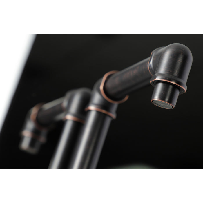 Kingston Sona KSD144RXNB - Belknap One-Handle 1-Hole Bathroom Faucet with Deck Plate and Push Pop-Up Drain, Naples Bronze