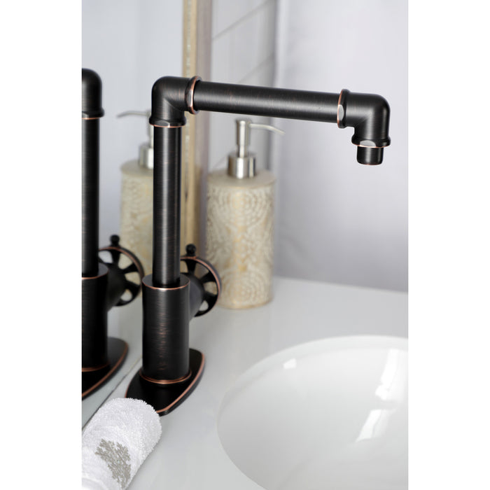 Kingston Sona KSD144RXNB - Belknap One-Handle 1-Hole Bathroom Faucet with Deck Plate and Push Pop-Up Drain, Naples Bronze