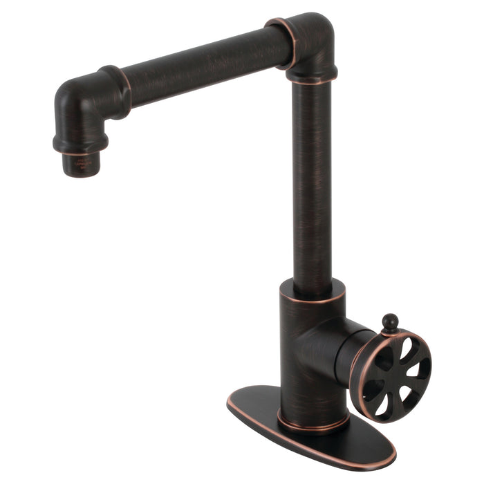 Kingston Sona KSD144RXNB - Belknap One-Handle 1-Hole Bathroom Faucet with Deck Plate and Push Pop-Up Drain, Naples Bronze