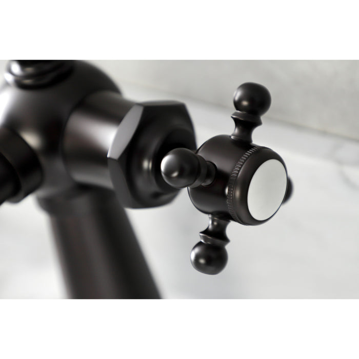 Kingston Heirloom KSD154BXORB - Nautical One-Handle 1-Hole Bathroom Faucet with Deck Plate and Push Pop-Up Drain, Oil Rubbed Bronze