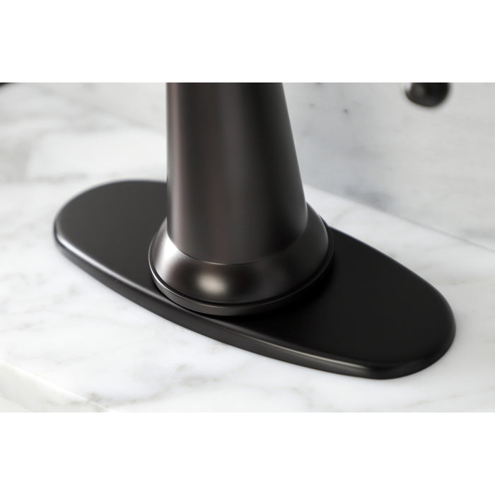 Kingston Heirloom KSD154BXORB - Nautical One-Handle 1-Hole Bathroom Faucet with Deck Plate and Push Pop-Up Drain, Oil Rubbed Bronze