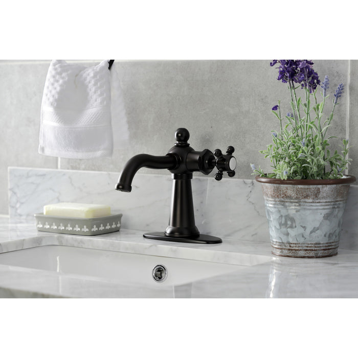 Kingston Heirloom KSD154BXORB - Nautical One-Handle 1-Hole Bathroom Faucet with Deck Plate and Push Pop-Up Drain, Oil Rubbed Bronze