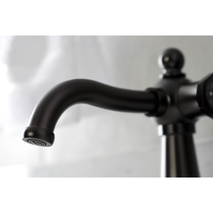 Kingston Heirloom KSD154BXORB - Nautical One-Handle 1-Hole Bathroom Faucet with Deck Plate and Push Pop-Up Drain, Oil Rubbed Bronze