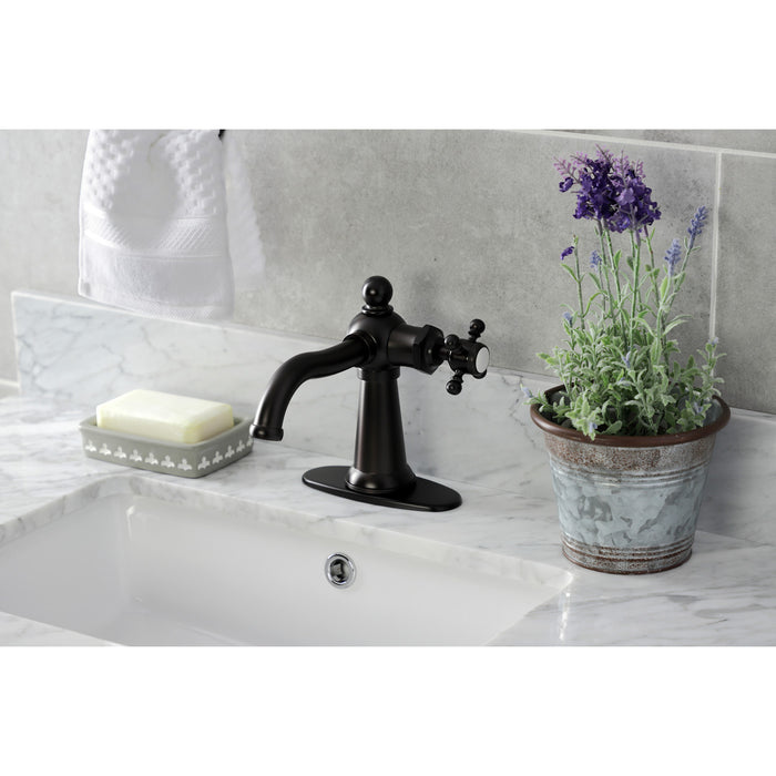 Kingston Heirloom KSD154BXORB - Nautical One-Handle 1-Hole Bathroom Faucet with Deck Plate and Push Pop-Up Drain, Oil Rubbed Bronze