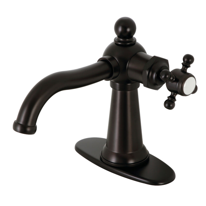 Kingston Heirloom KSD154BXORB - Nautical One-Handle 1-Hole Bathroom Faucet with Deck Plate and Push Pop-Up Drain, Oil Rubbed Bronze