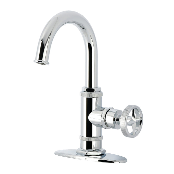 Kingston Sona KSD2211RNX - Ostro One-Handle 1-Hole Bathroom Faucet with Deck Plate and Push Pop-Up Drain, Polished Chrome