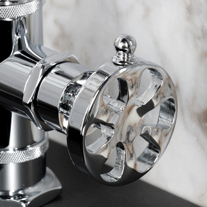 Kingston Sona KSD2211RX - Belknap One-Handle 1-Hole Bathroom Faucet with Deck Plate and Push Pop-Up Drain, Polished Chrome