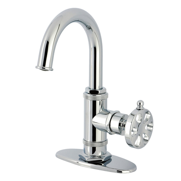 Kingston Sona KSD2211RX - Belknap One-Handle 1-Hole Bathroom Faucet with Deck Plate and Push Pop-Up Drain, Polished Chrome