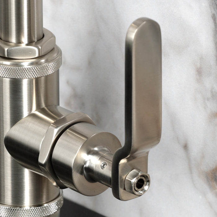 Kingston Sona KSD2218KL - Whitaker One-Handle 1-Hole Bathroom Faucet with Deck Plate and Push Pop-Up Drain, Brushed Nickel