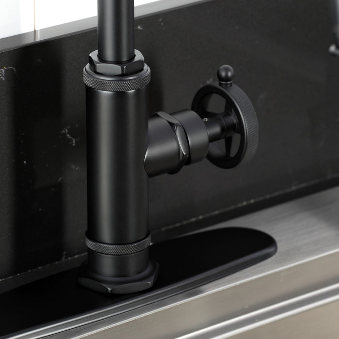 Kingston Sona KSD2430RNK - Levante Single-Handle 2-Hole Deck Mount Kitchen Faucet, Matte Black