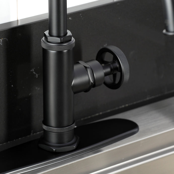 Kingston Sona KSD2430RNX - Ostro Single-Handle 2-Hole Deck Mount Kitchen Faucet, Matte Black