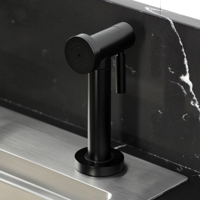 Kingston Sona KSD2430RNX - Ostro Single-Handle 2-Hole Deck Mount Kitchen Faucet, Matte Black