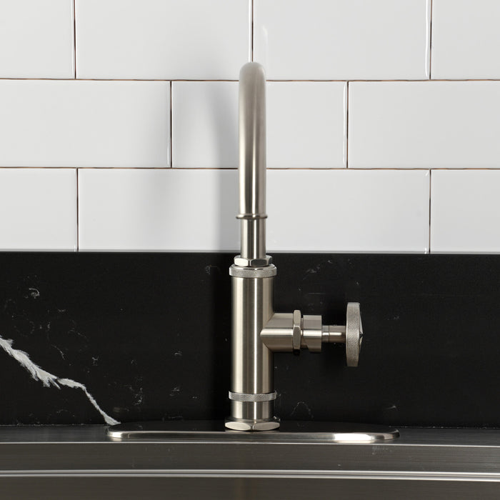 Kingston Sona KSD2438RNX - Ostro Single-Handle 2-Hole Deck Mount Kitchen Faucet, Brushed Nickel