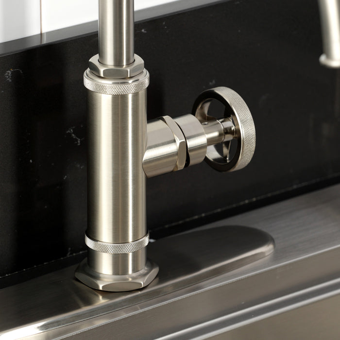 Kingston Sona KSD2438RNX - Ostro Single-Handle 2-Hole Deck Mount Kitchen Faucet, Brushed Nickel