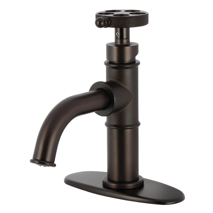 Webb KSD2825RKX Single-Handle 1-Hole Deck Mount Bathroom Faucet with Knurled Handle and Push Pop-Up Drain, Oil Rubbed Bronze