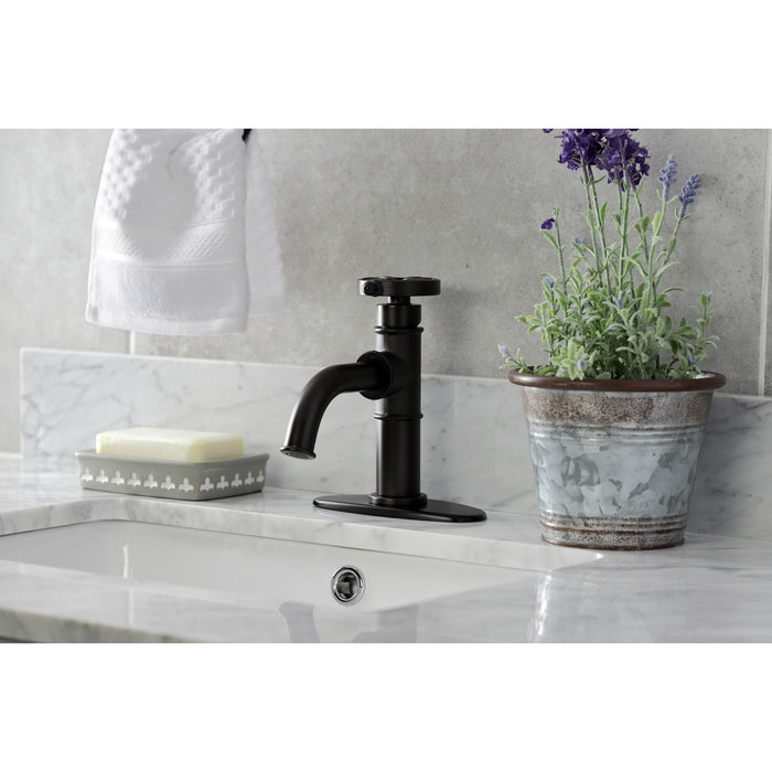 Kingston Sona KSD2825RX - Belknap One-Handle 1-Hole Bathroom Faucet with Deck Plate and Push Pop-Up Drain, Oil Rubbed Bronze