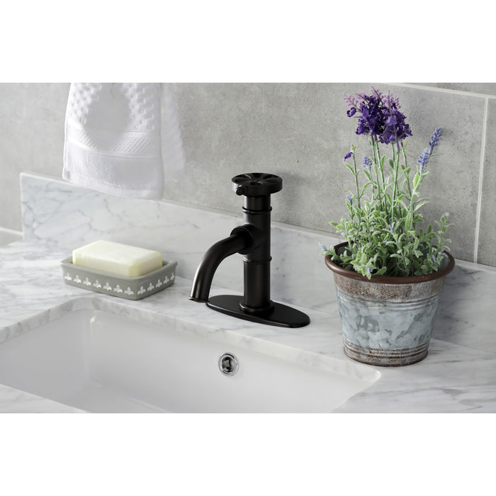 Kingston Sona KSD2825RX - Belknap One-Handle 1-Hole Bathroom Faucet with Deck Plate and Push Pop-Up Drain, Oil Rubbed Bronze