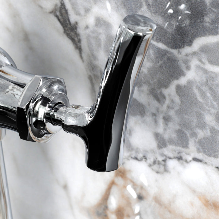 Kingston Tulare KSD3541TKL - Hallerbos One-Handle 1-Hole Bathroom Faucet with Deck Plate and Push Pop-Up Drain, Polished Chrome