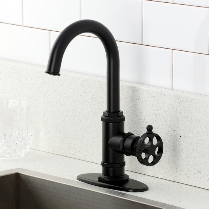 Kingston Sona KSD8500RKX - Webb One-Handle 1-Hole Deck Mount Bar Faucet with Knurled Handle, Matte Black
