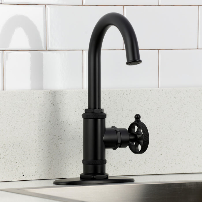 Kingston Sona KSD8500RKX - Webb One-Handle 1-Hole Deck Mount Bar Faucet with Knurled Handle, Matte Black