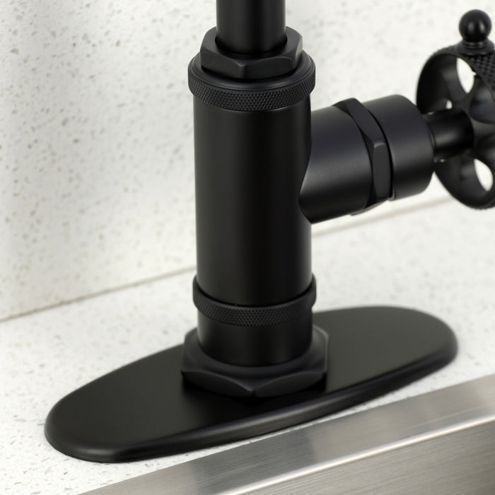 Kingston Sona KSD8500RKX - Webb One-Handle 1-Hole Deck Mount Bar Faucet with Knurled Handle, Matte Black