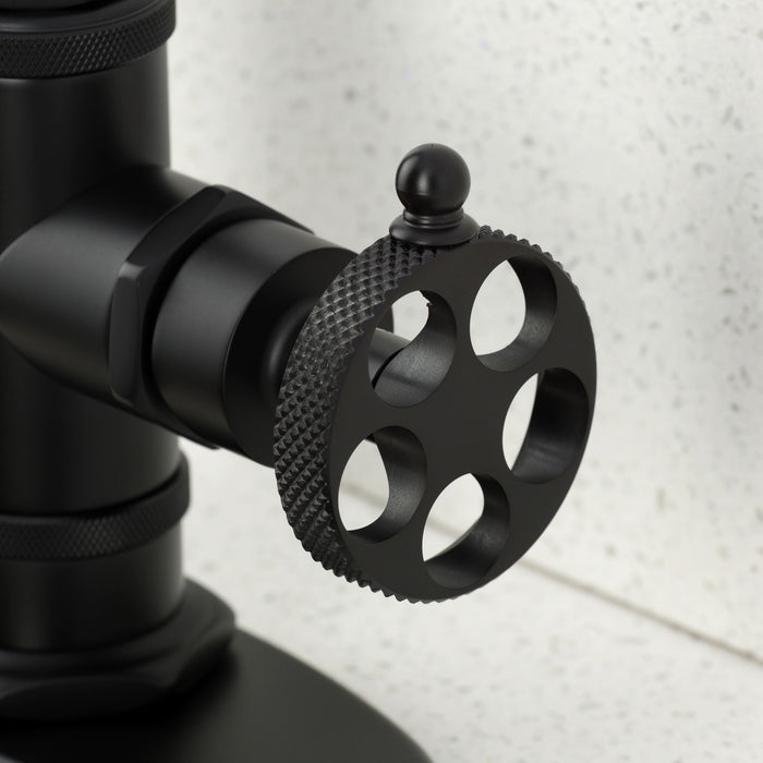 Kingston Sona KSD8500RKX - Webb One-Handle 1-Hole Deck Mount Bar Faucet with Knurled Handle, Matte Black