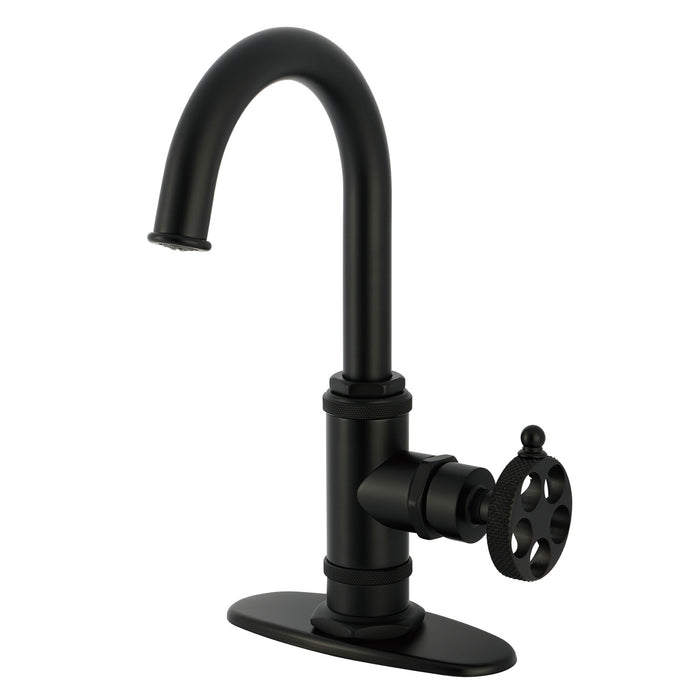 Kingston Sona KSD8500RKX - Webb One-Handle 1-Hole Deck Mount Bar Faucet with Knurled Handle, Matte Black