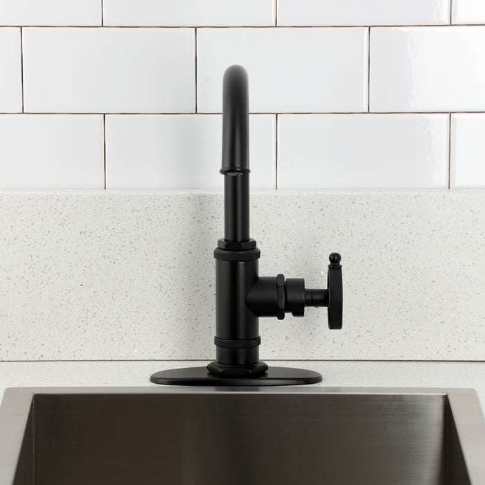 Kingston Sona KSD8500RKZ - Wendell One-Handle 1-Hole Deck Mount Bar Faucet with Knurled Handle, Matte Black