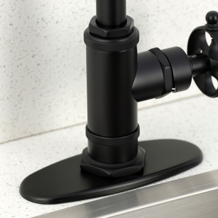 Kingston Sona KSD8500RKZ - Wendell One-Handle 1-Hole Deck Mount Bar Faucet with Knurled Handle, Matte Black