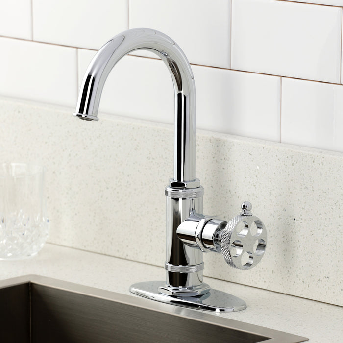 Kingston Sona KSD8501RKX - Webb One-Handle 1-Hole Deck Mount Bar Faucet with Knurled Handle, Polished Chrome