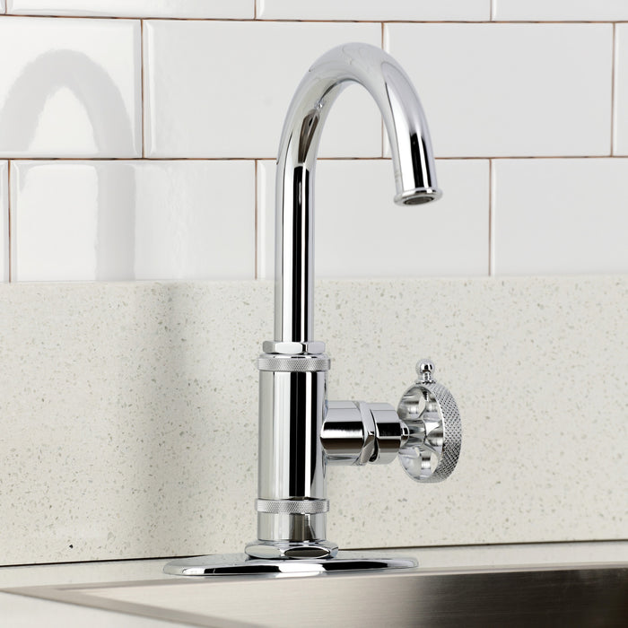 Kingston Sona KSD8501RKX - Webb One-Handle 1-Hole Deck Mount Bar Faucet with Knurled Handle, Polished Chrome