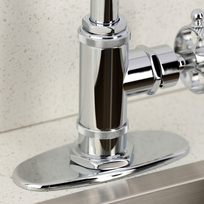 Kingston Sona KSD8501RKX - Webb One-Handle 1-Hole Deck Mount Bar Faucet with Knurled Handle, Polished Chrome