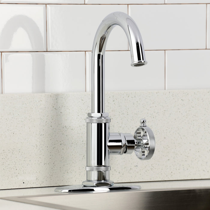 Kingston Sona KSD8501RKZ - Wendell One-Handle 1-Hole Deck Mount Bar Faucet with Knurled Handle, Polished Chrome