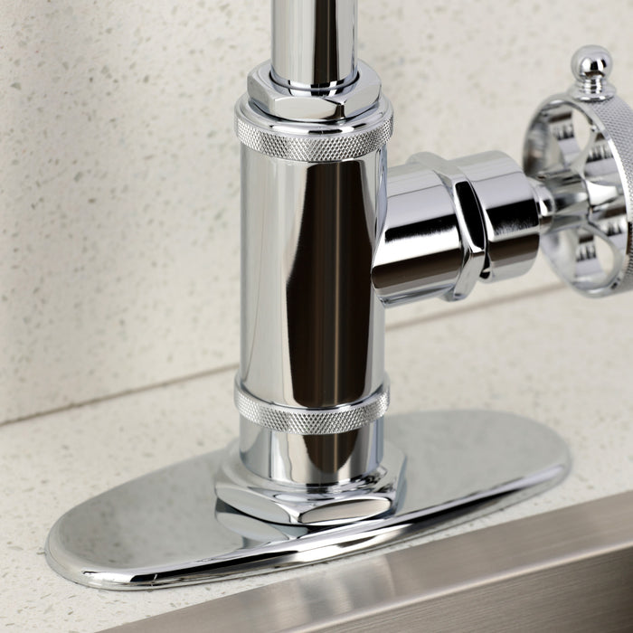 Kingston Sona KSD8501RKZ - Wendell One-Handle 1-Hole Deck Mount Bar Faucet with Knurled Handle, Polished Chrome