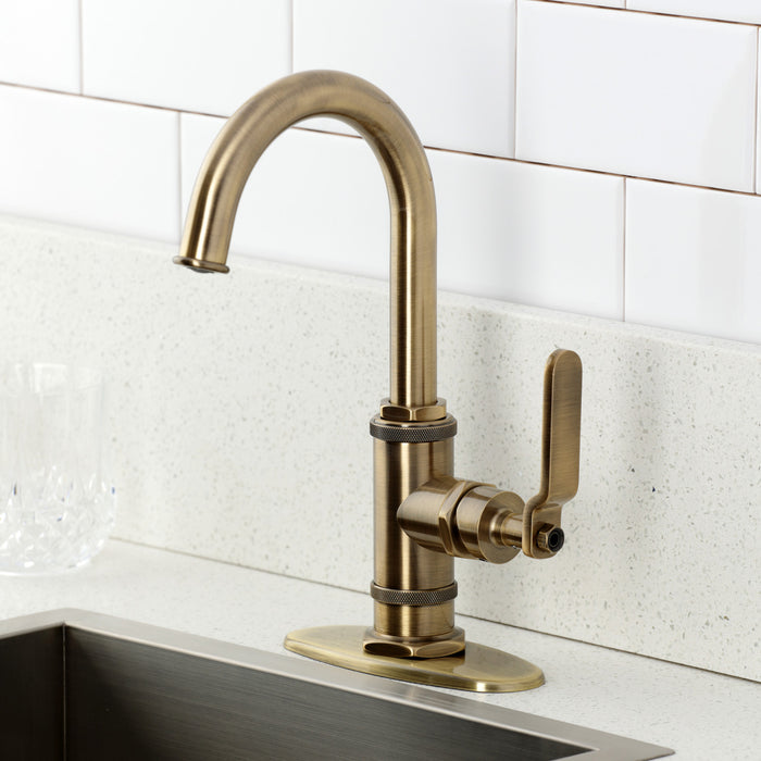 Kingston Sona KSD8503KL - Whitaker One-Handle 1-Hole Deck Mount Bar Faucet, Antique Brass