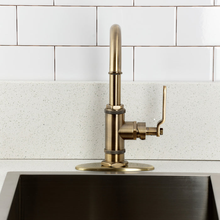 Kingston Sona KSD8503KL - Whitaker One-Handle 1-Hole Deck Mount Bar Faucet, Antique Brass