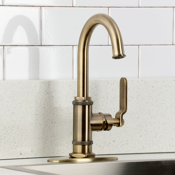 Kingston Sona KSD8503KL - Whitaker One-Handle 1-Hole Deck Mount Bar Faucet, Antique Brass
