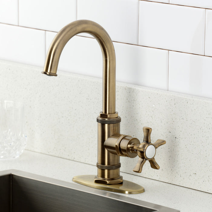 Kingston Sona KSD8503NX - Hamilton One-Handle 1-Hole Deck Mount Bar Faucet, Antique Brass