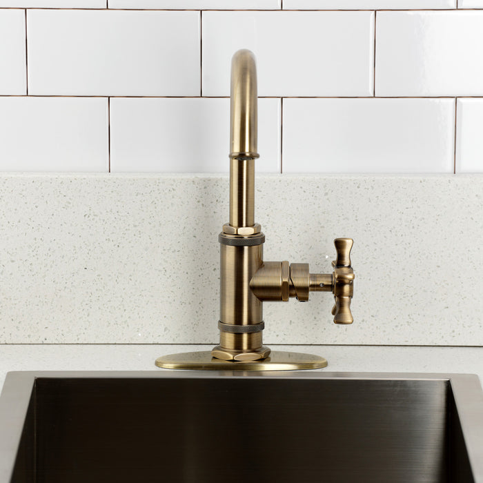 Kingston Sona KSD8503NX - Hamilton One-Handle 1-Hole Deck Mount Bar Faucet, Antique Brass