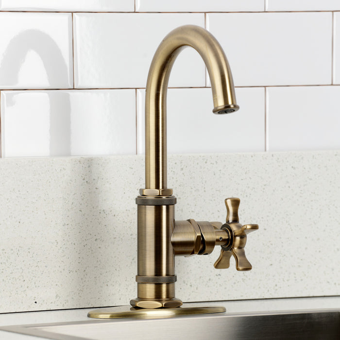 Kingston Sona KSD8503NX - Hamilton One-Handle 1-Hole Deck Mount Bar Faucet, Antique Brass