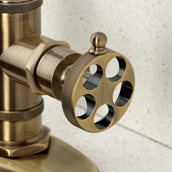 Kingston Sona KSD8503RKZ - Wendell One-Handle 1-Hole Deck Mount Bar Faucet with Knurled Handle, Antique Brass