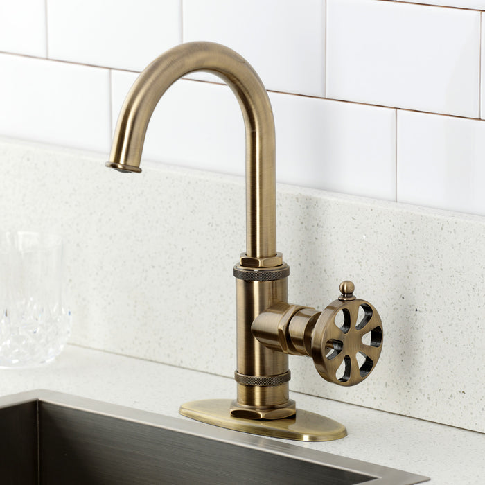 Kingston Sona KSD8503RX - Belknap One-Handle 1-Hole Deck Mount Bar Faucet, Antique Brass