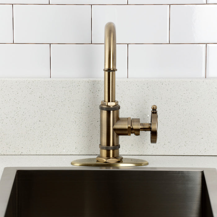 Kingston Sona KSD8503RX - Belknap One-Handle 1-Hole Deck Mount Bar Faucet, Antique Brass