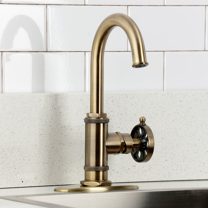 Kingston Sona KSD8503RX - Belknap One-Handle 1-Hole Deck Mount Bar Faucet, Antique Brass