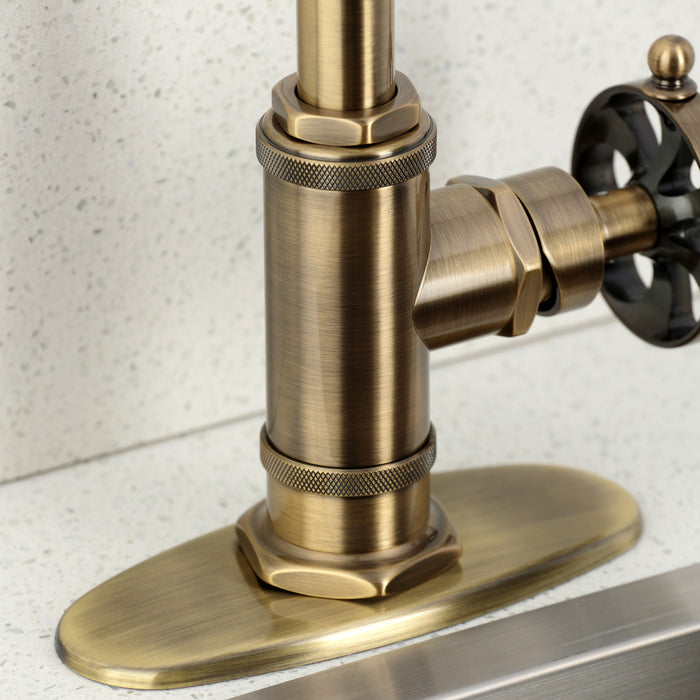 Kingston Sona KSD8503RX - Belknap One-Handle 1-Hole Deck Mount Bar Faucet, Antique Brass
